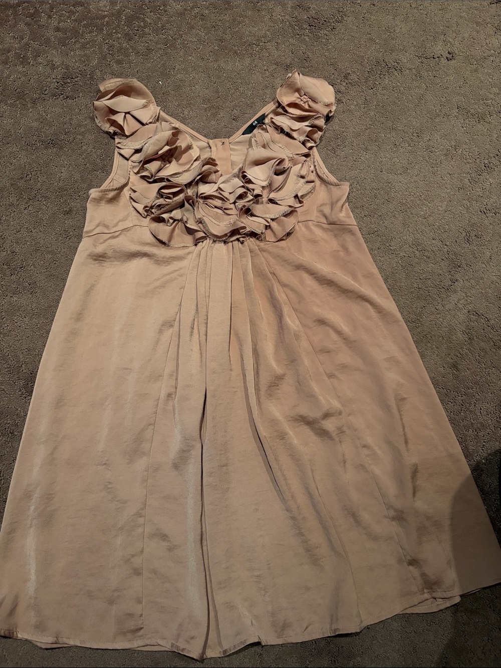 H&M Cream/Dusty Pink Ruffle Neckline Formal Dress